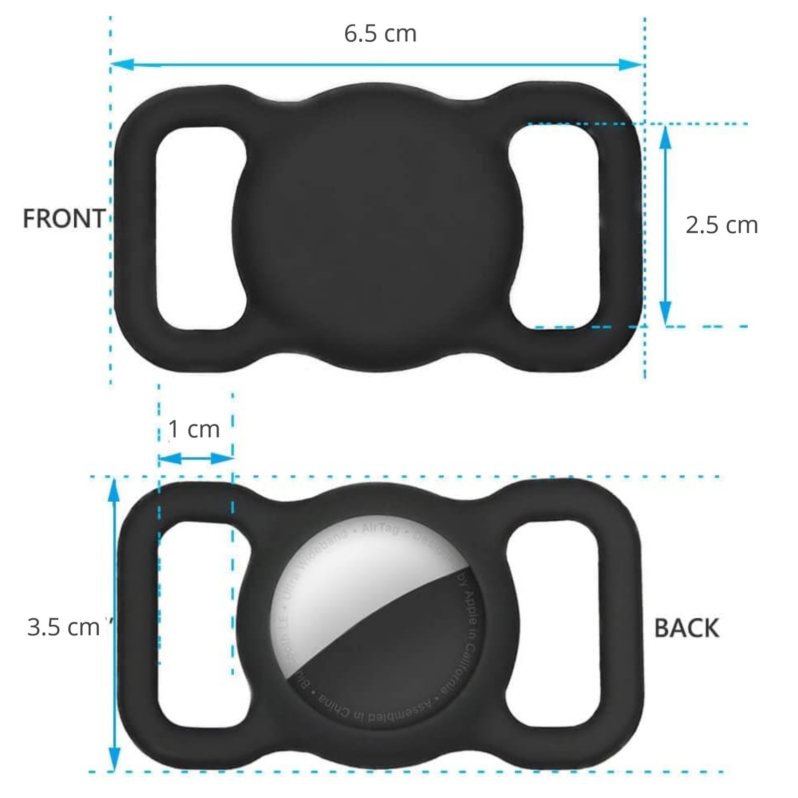 Silicone Airtag holders for cat or dog collar, 1 set