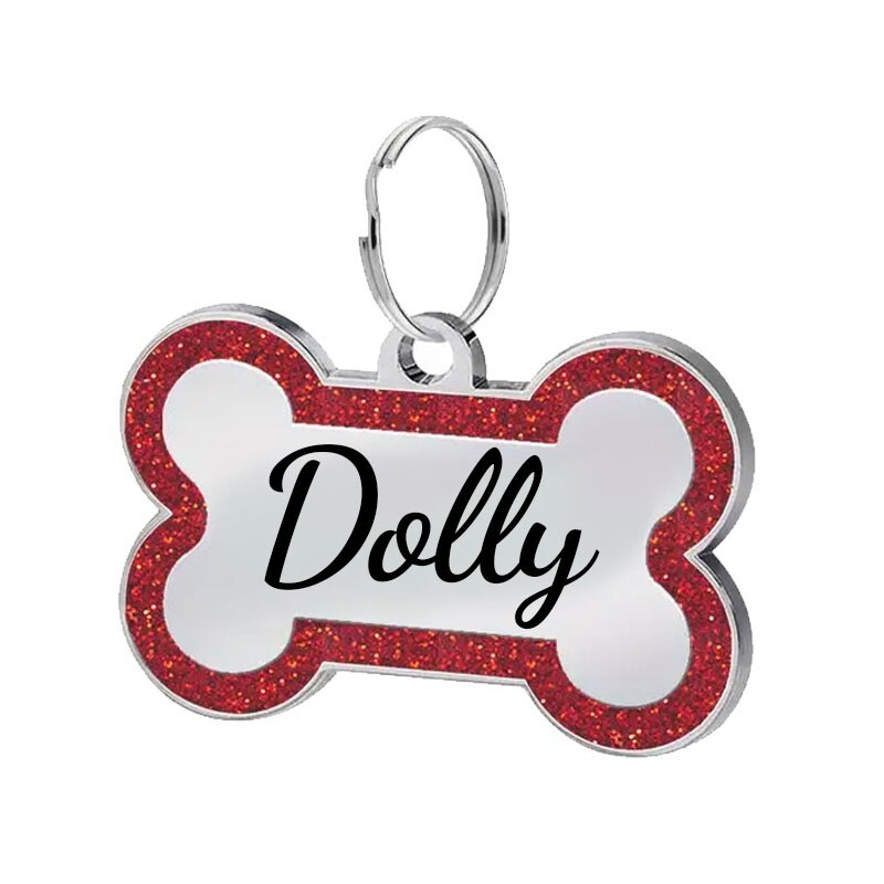 Custom Bone Large Dog Tag Placa ID Perro Grande Deep Engraved Stainless USA