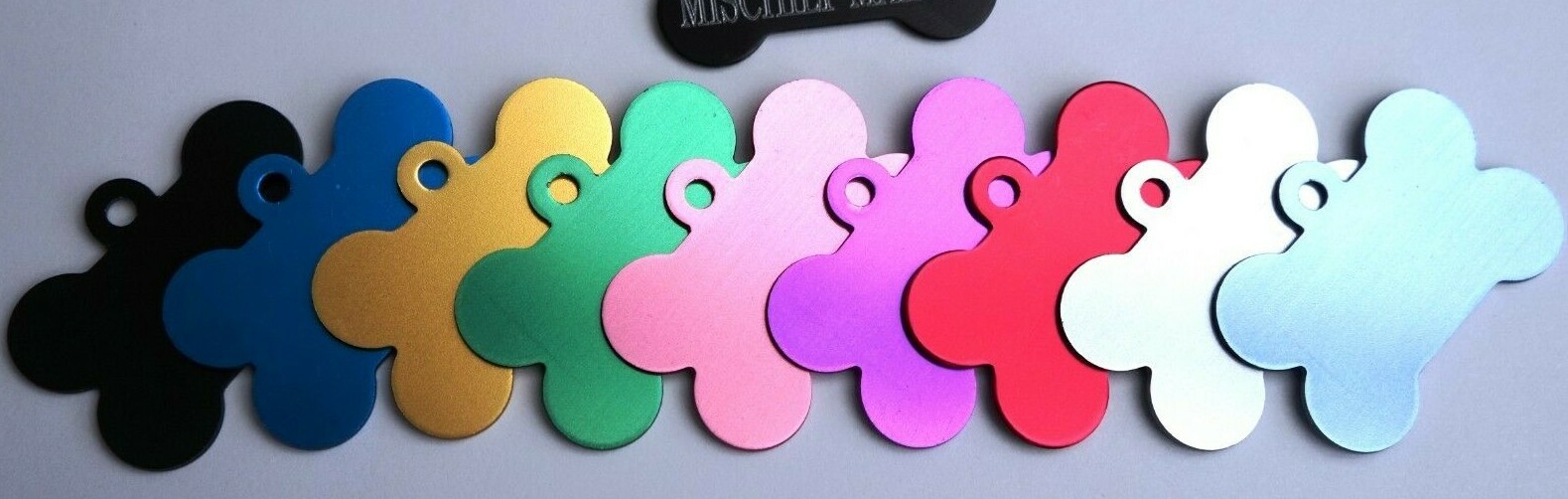 LOKI DOG TAG PERSONALISED 38MM BONE ID TAG CHOICE OF SIX STYLES & NINE COLOURS