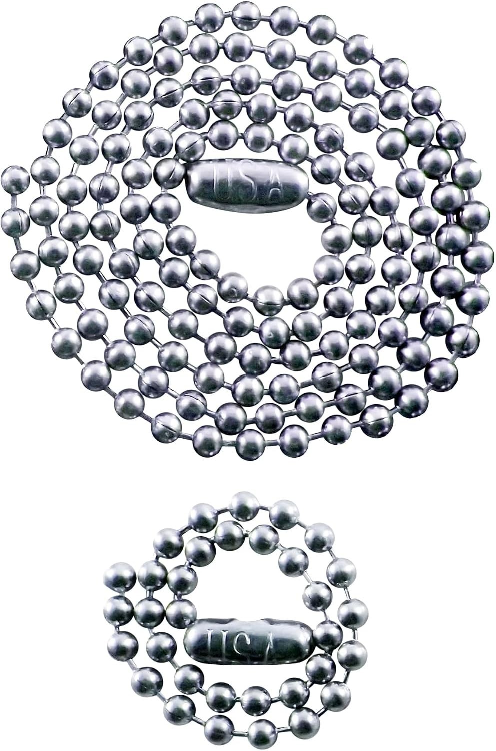 Versatile Military Dog Tag Chains: 2.4mm Stainless Steel, 27in & 4.5in Options