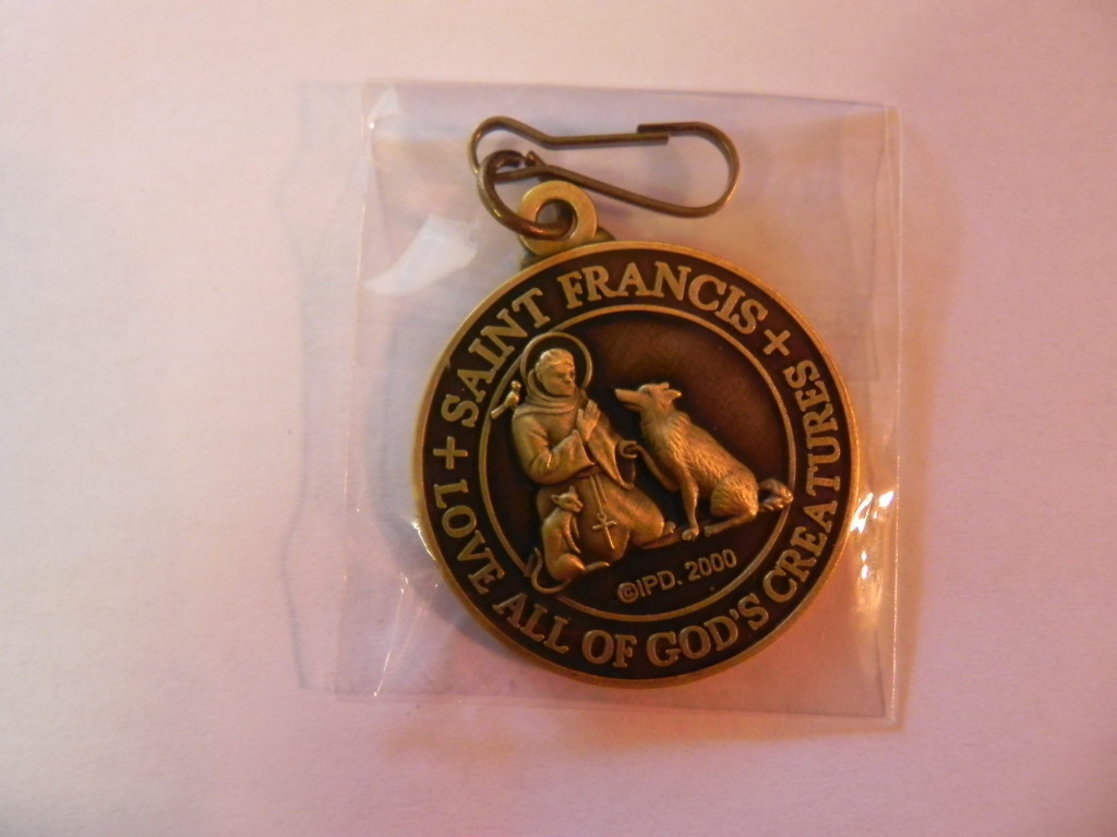 St Francis Dog Tag & Lam Holy Card Gift Medal w Prayer Collar Pets Animals Wolf