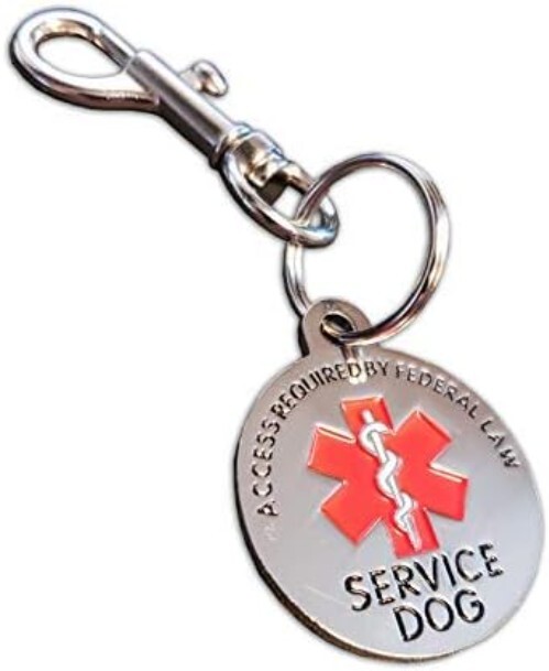 Double Sided Service Dog Chrome Tag, ADA Access Required Federal Law Clip Tag…