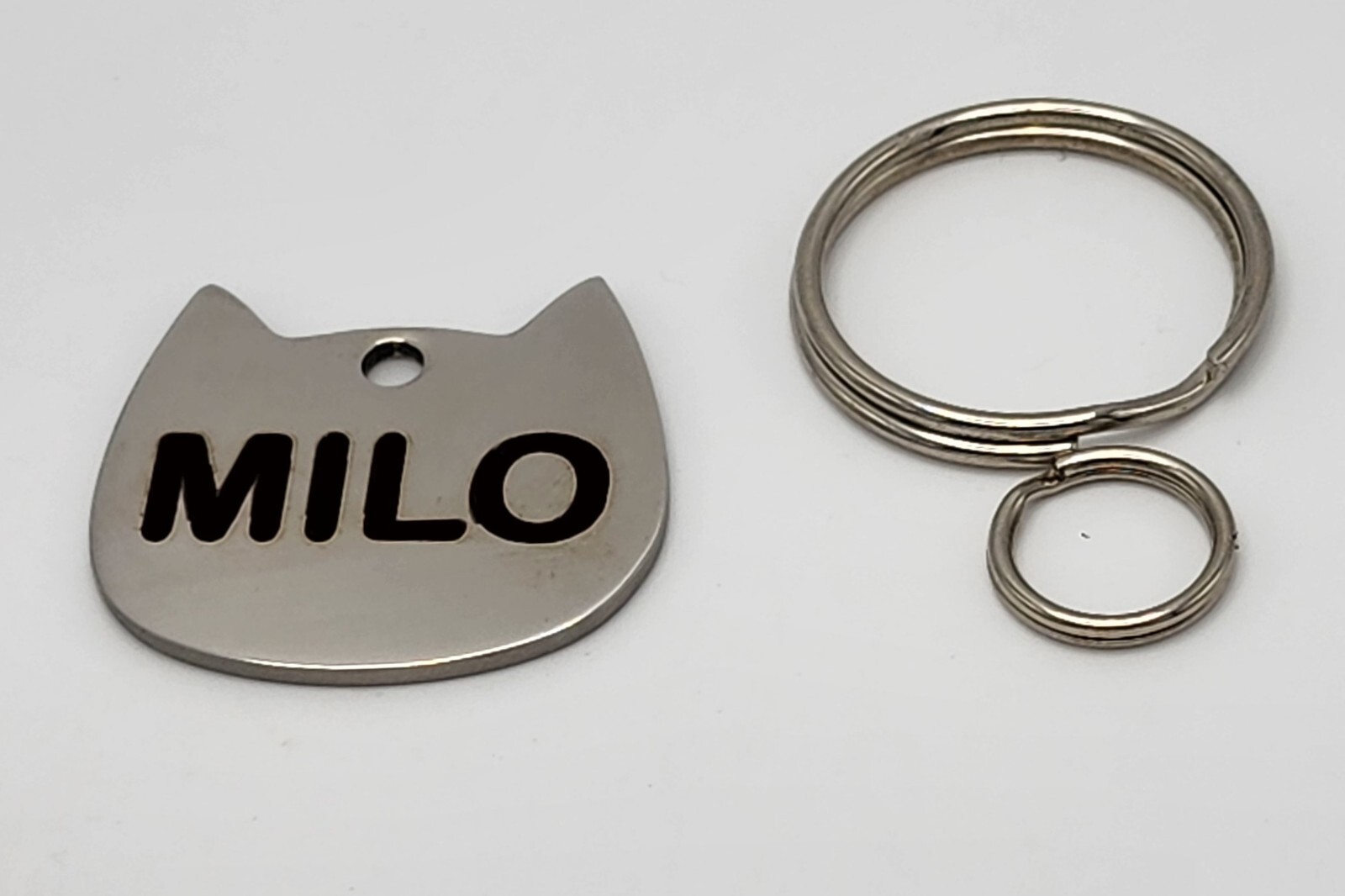 Deep Engraved Cat Head Pet ID Tag – Stainless Steel 2-Sided Lifetime Warranty