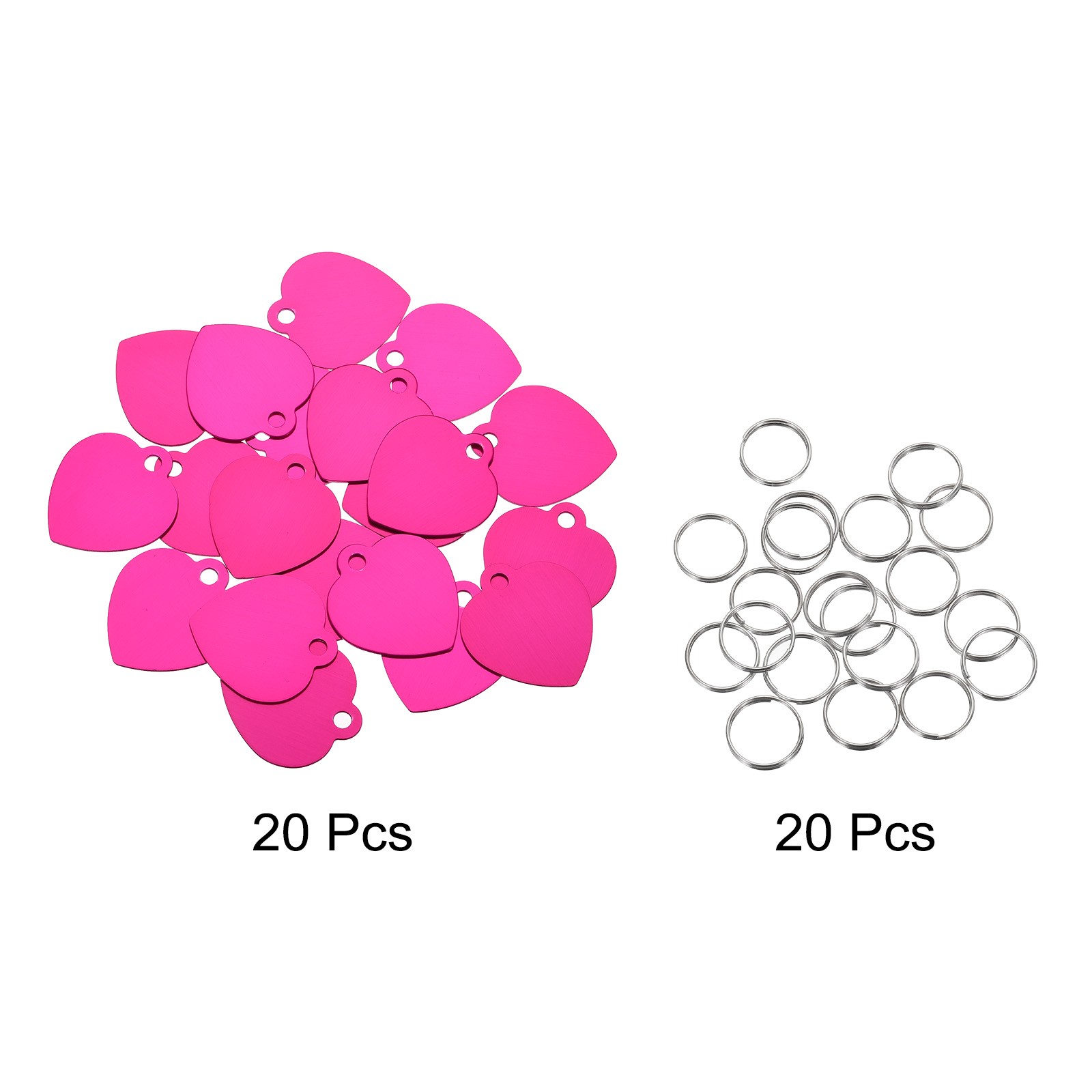 Pet ID Tags, Engraving Tags, Heart-Shape Dog ID Tag, Rose Red Blank Tags, 20pcs