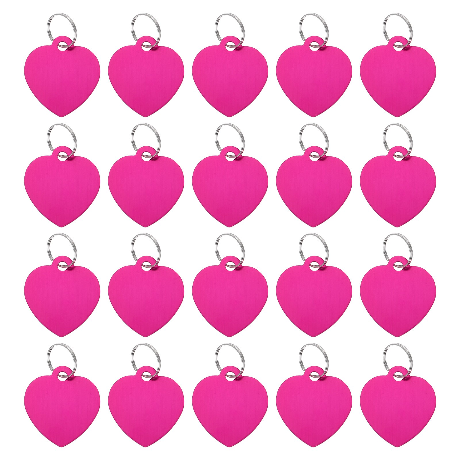 Pet ID Tags, Engraving Tags, Heart-Shape Dog ID Tag, Rose Red Blank Tags, 20pcs