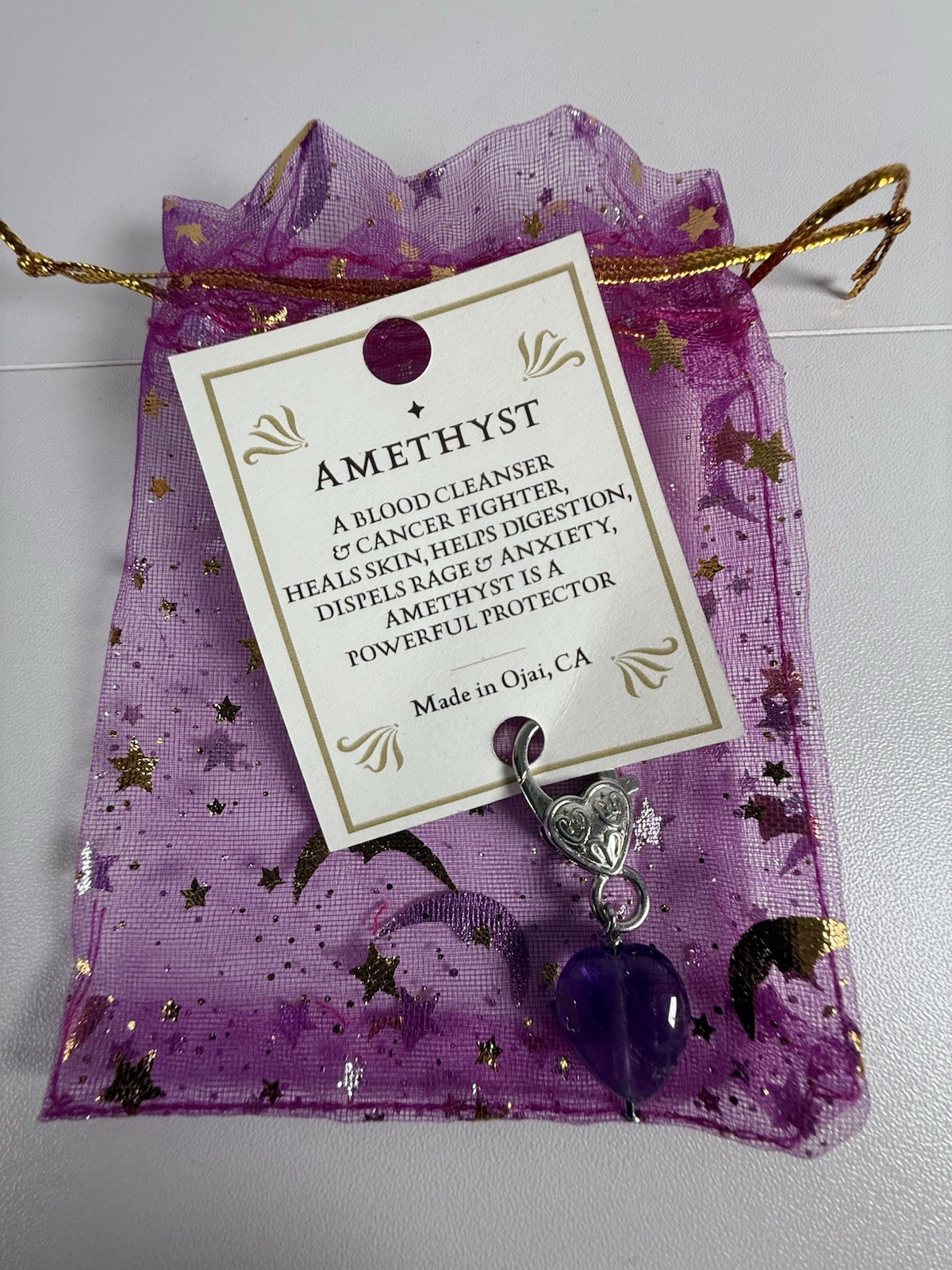 AMETHYST Pet Protection Collar Charm – Cat Dog Heart Shaped