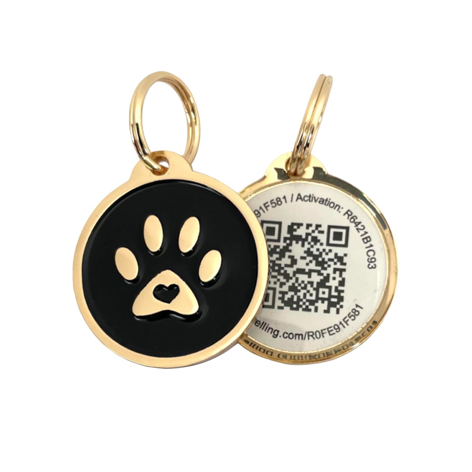 Gold Black Paw QR Pet Tag Lifetime Guarantee Easy Access Premium Durability