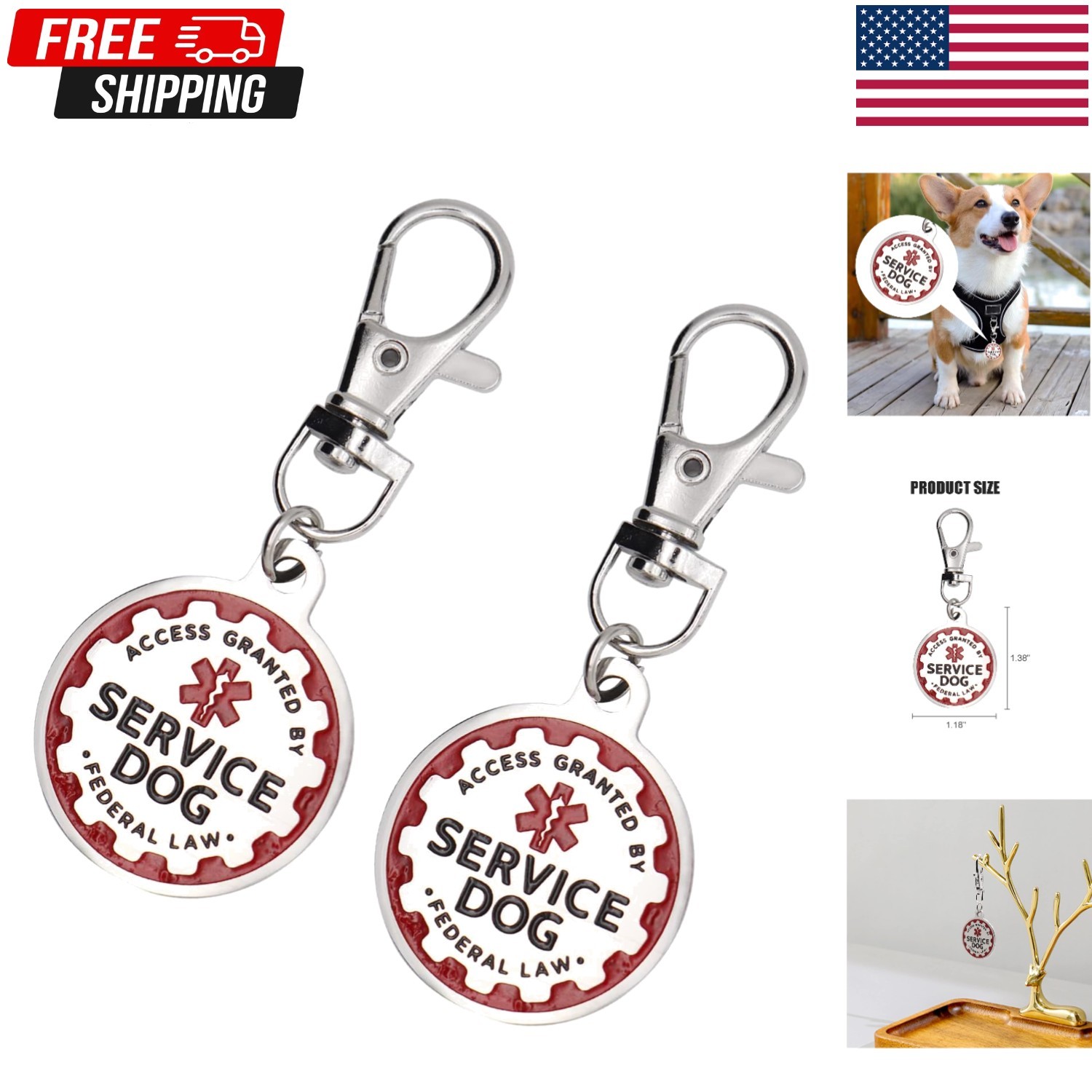Puppy Service Dog Tag, Double-Sided Emotional Support Animal ESA Red Medical …