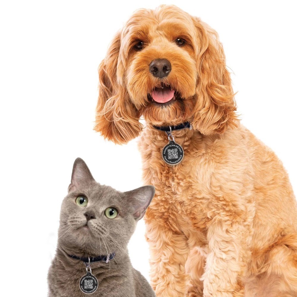 QR Smart Pet Tag for Dogs & Cats, Pair with App to Send Lost & Found Pet Alerts