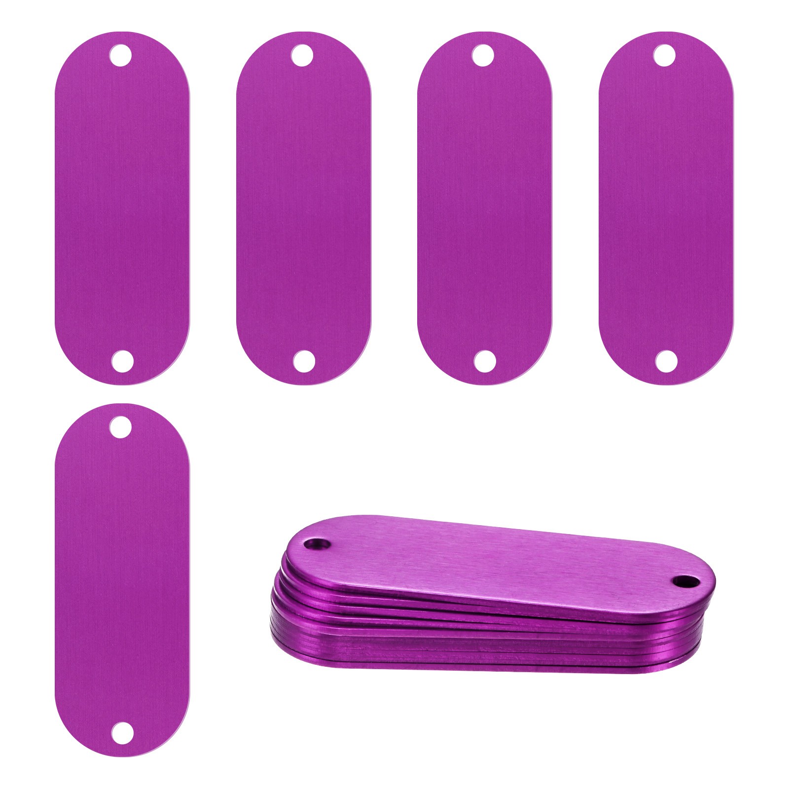 15-Pack 2″ x 0.75″ x 0.04″( L x W x T ) Blank Dog Tags [Purple, 2 Holes]