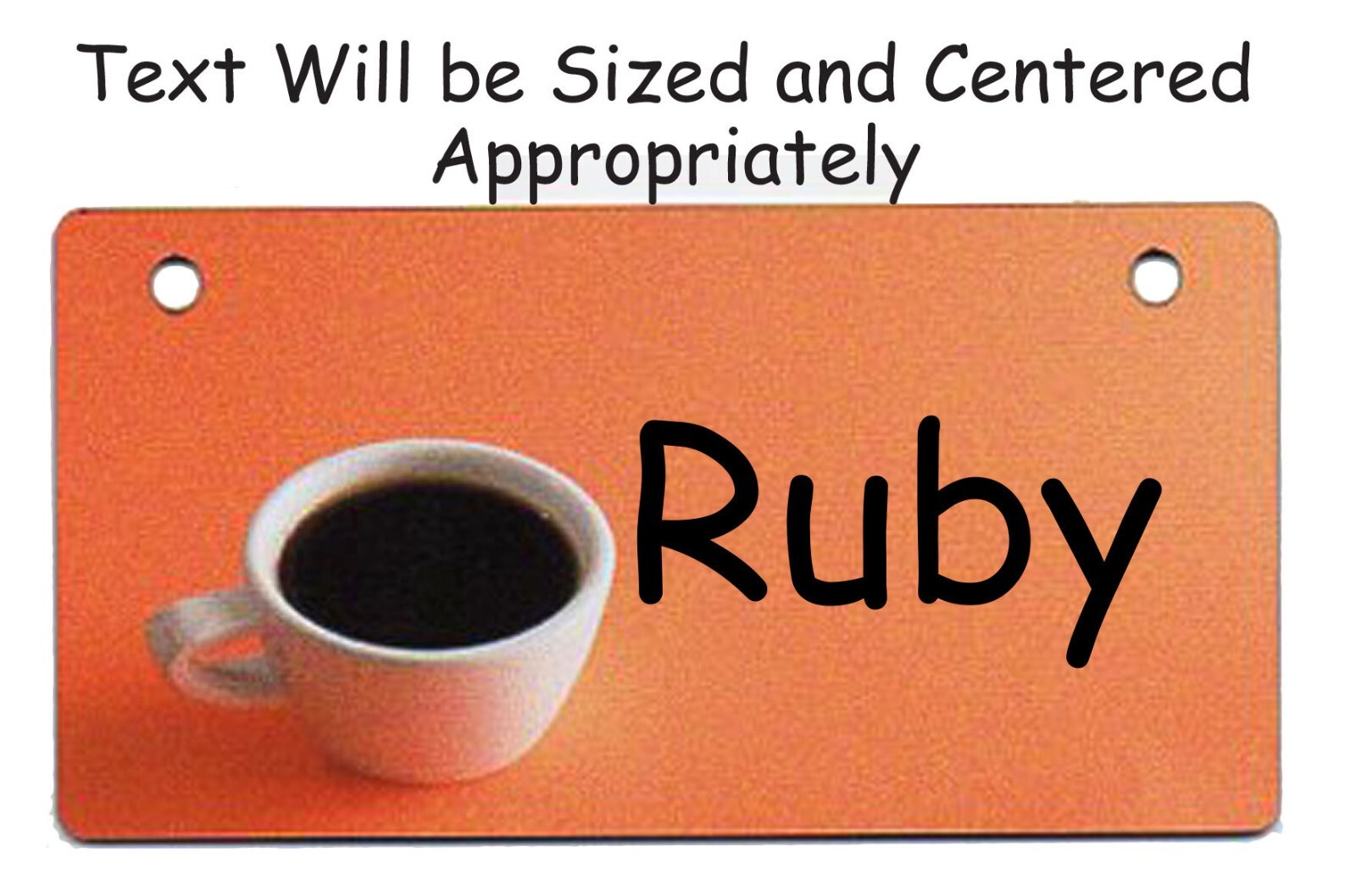 Coffee Cup on Orange Personalized 5″ x 2.5″ Dog Crate Tag FREE SHIPPING