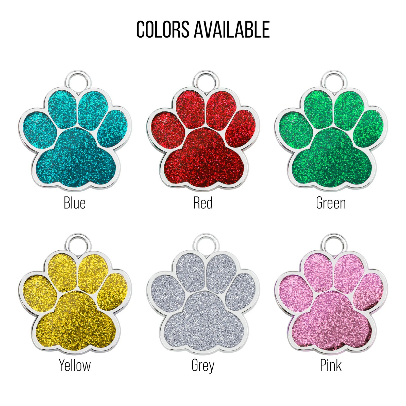 Personalized Pet Dog Sparkly Paw Tags ID Engraved Name Custom Puppy Collar