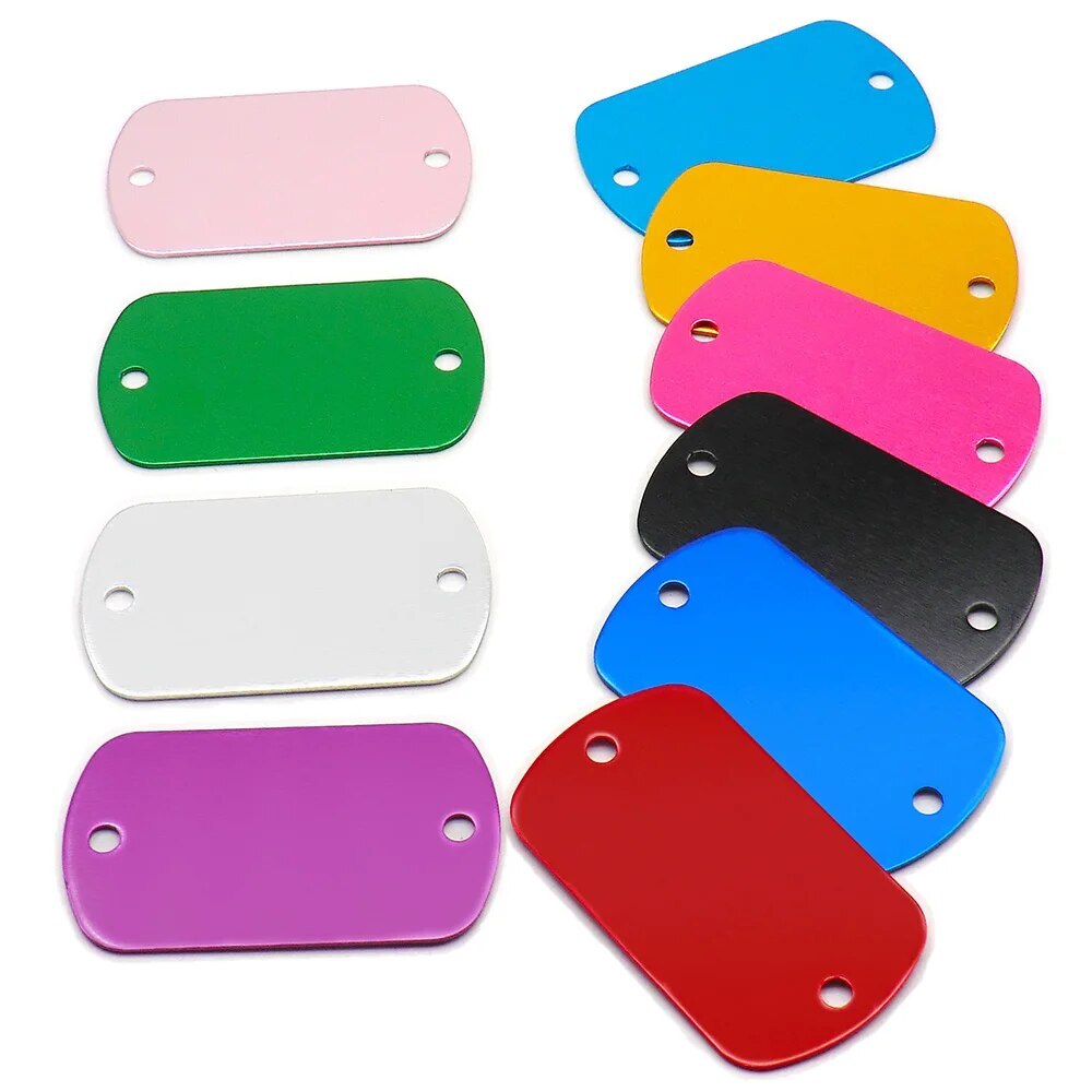 Aluminum Dog Tag 2 Hole Punch Name Plate Key Military Card Pet ID Engraved
