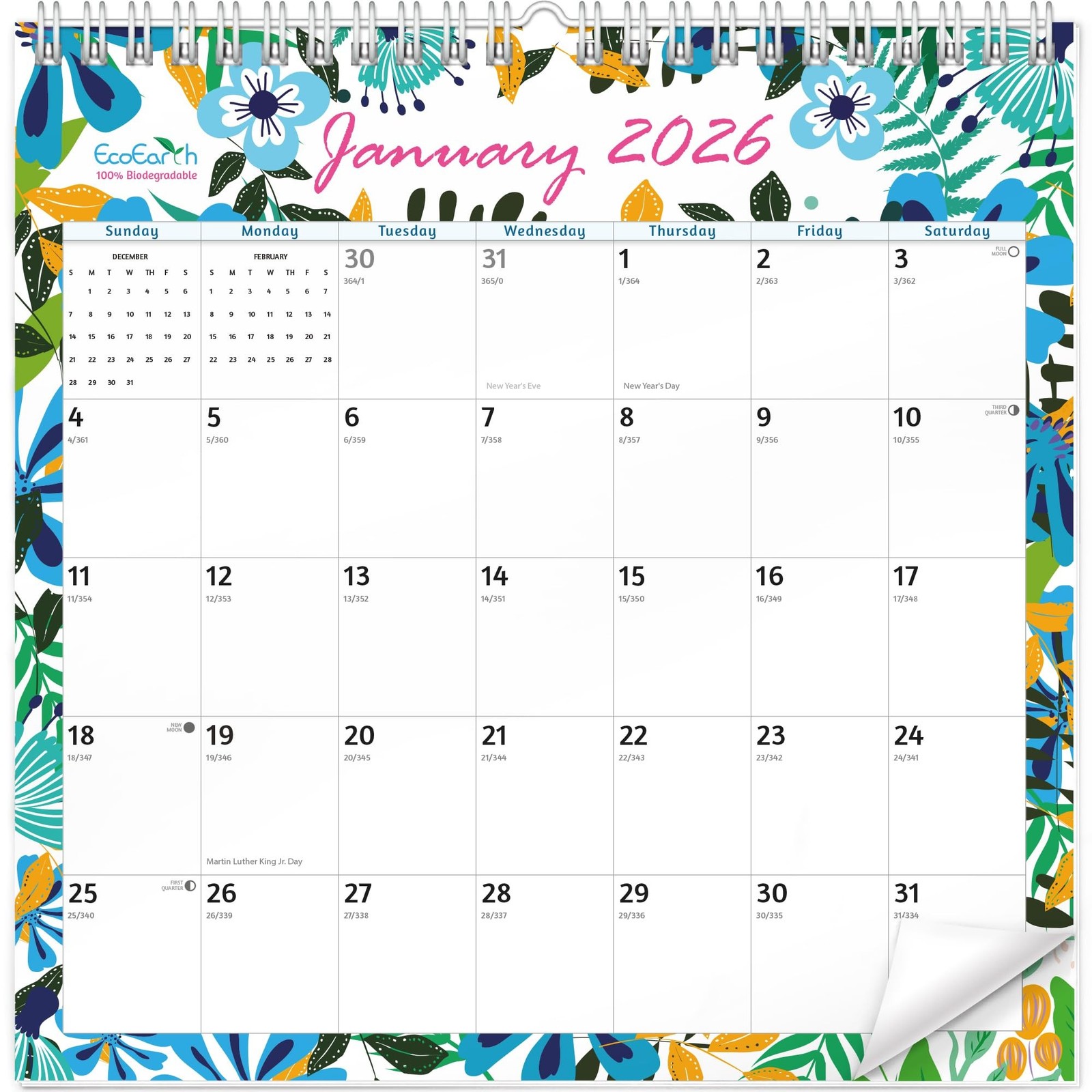 EcoEarth – Biodegradable 8×6 Inch – 12-Month Wall Calendar – 2026 Monthly Fli…