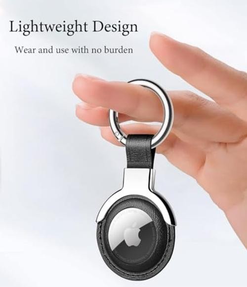 Compatible with AirTag Case Airtag Keyring Leather Protective Case Green