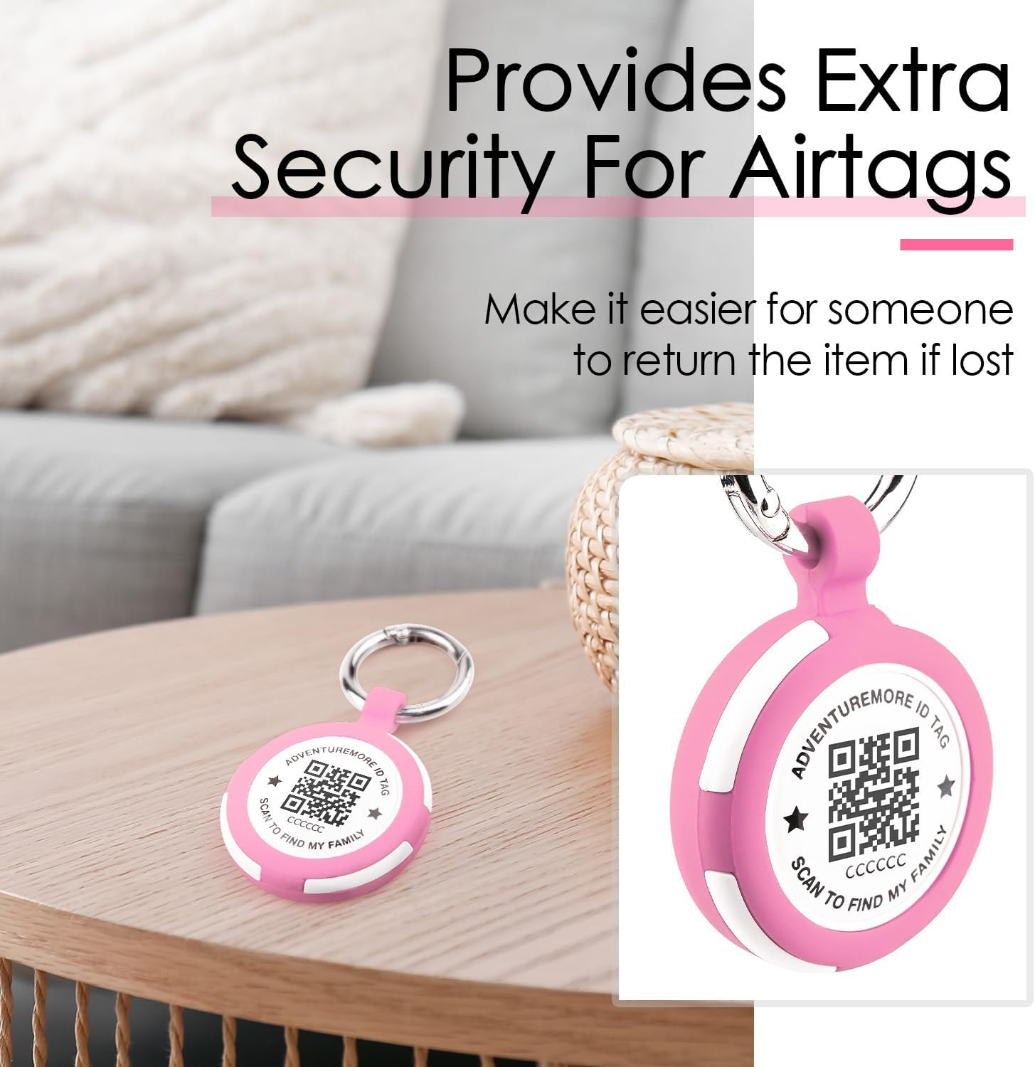 Tags Holder with QR Code Dog Tag, Tags Case with Anti-Lost O-Ring, Waterproof Du