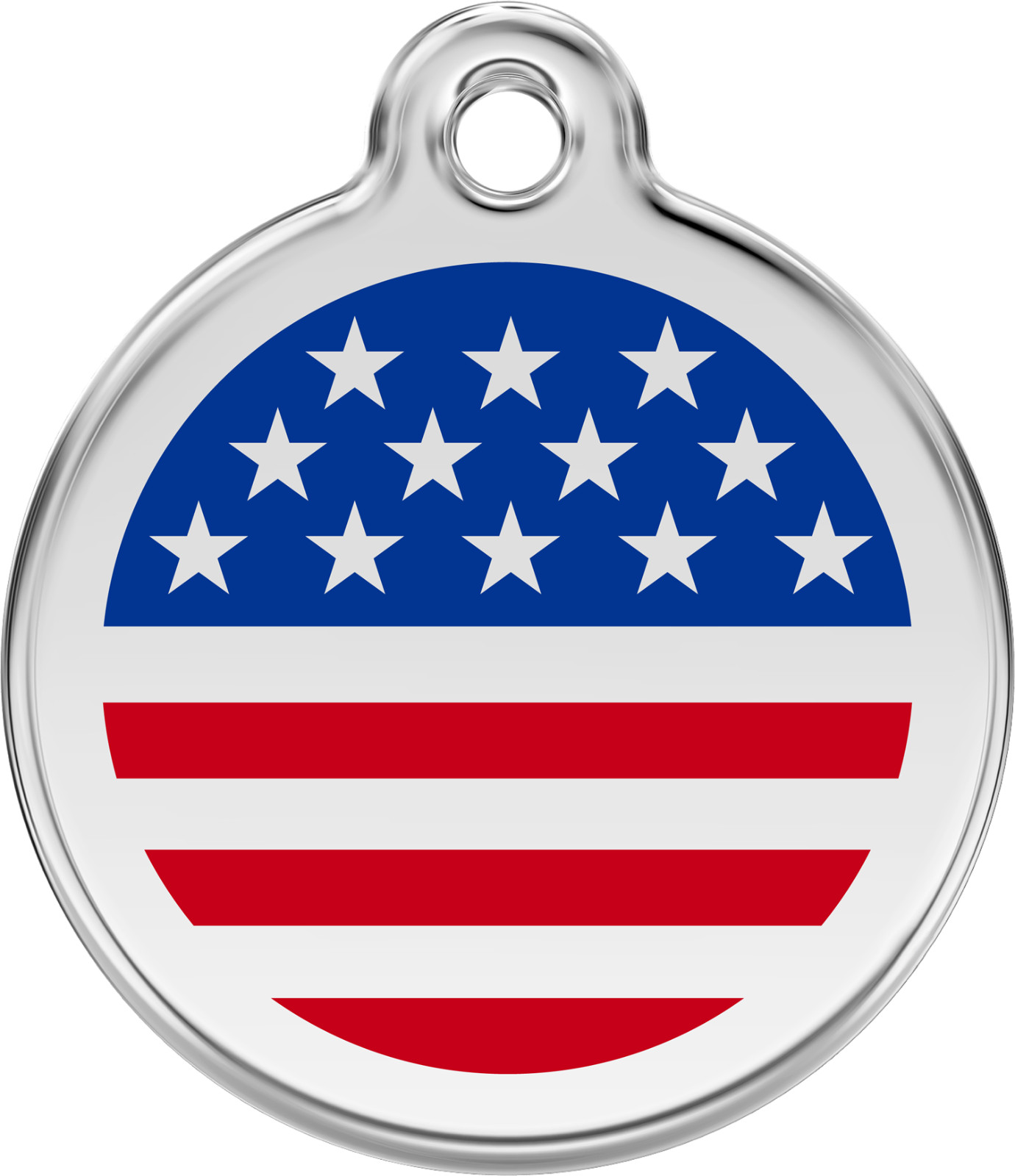 Stainless Steel Red Dingo American Flag ID Collar Charm Dog Tag