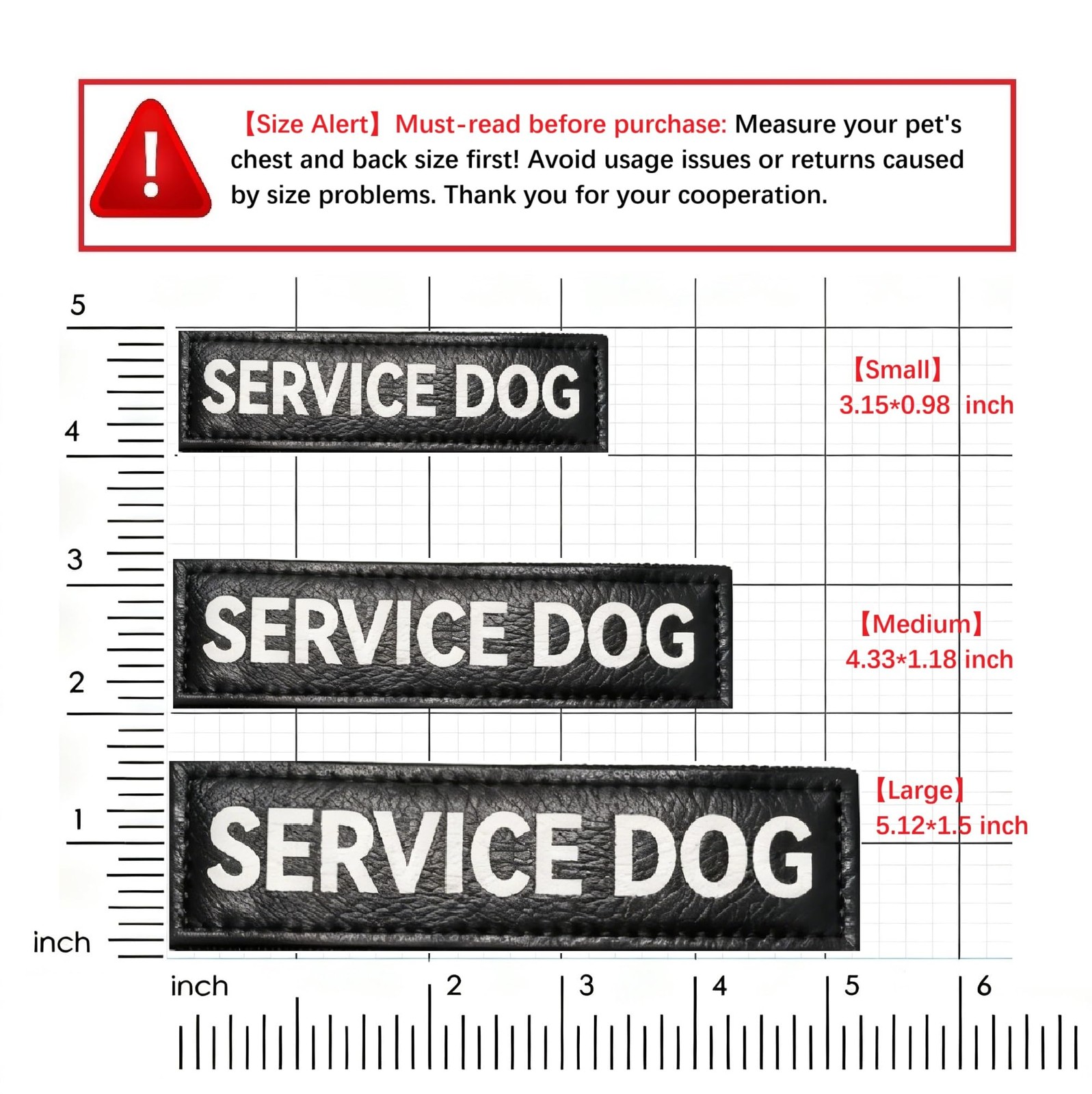 Service Dog Patches Vest Harness ID Tag Collar Label 1.18×4.33 Inch 2 PCS