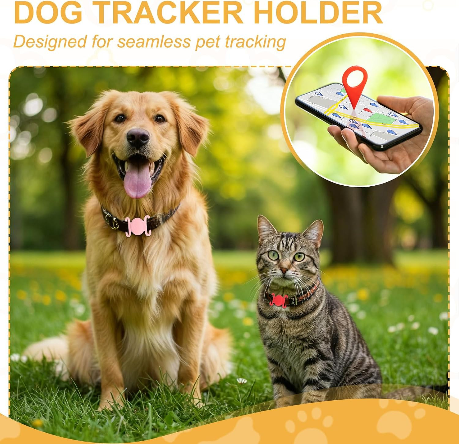 Dog Collar Tag, Dog Tracker Holder Silicone Tag Protective Case Waterproof Cat C