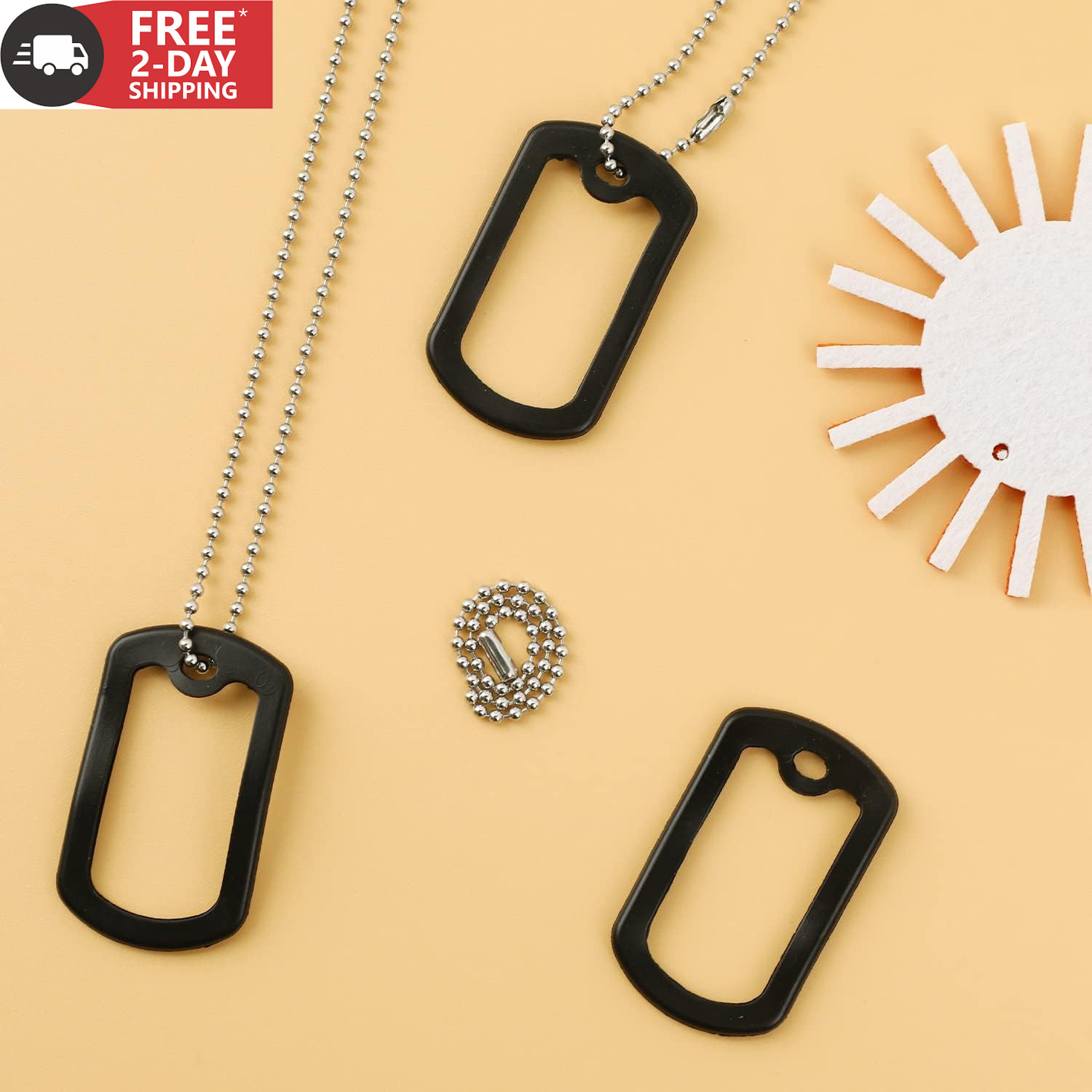 10 Pack Dog Tag Silencers, Black Engraved Tag Silicone Case with 4 Chains Army D