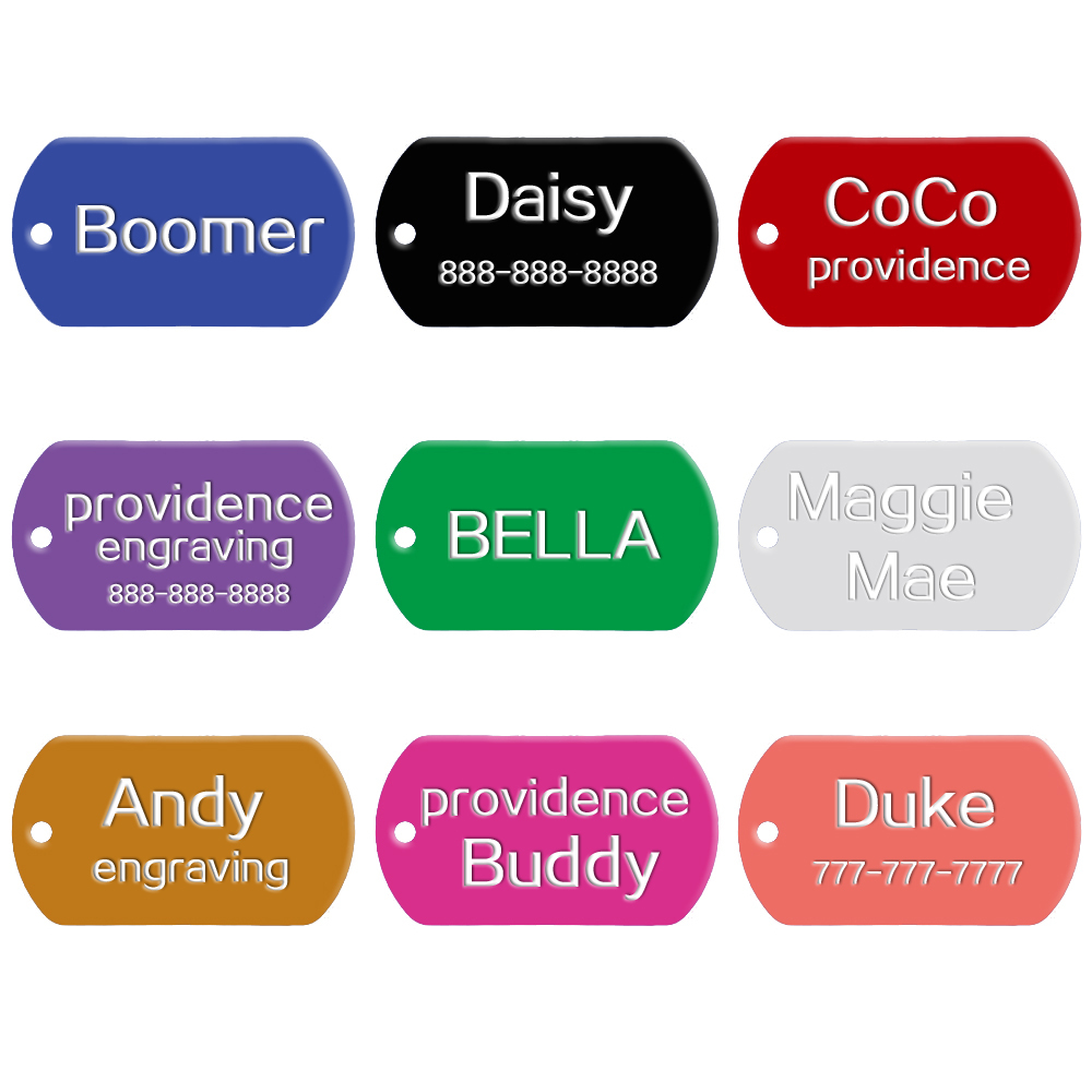 Rectangle Aluminum Dog Tag Multi‑Color Pet ID Name Tags For Dog Cat Accessory