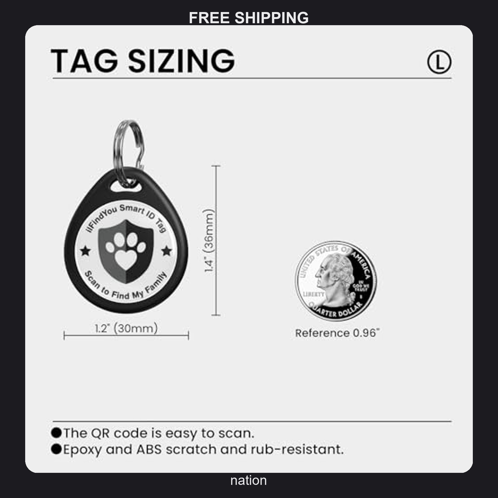 Personalized Dog QR Code ID Tag for Large and Medium Dogs
