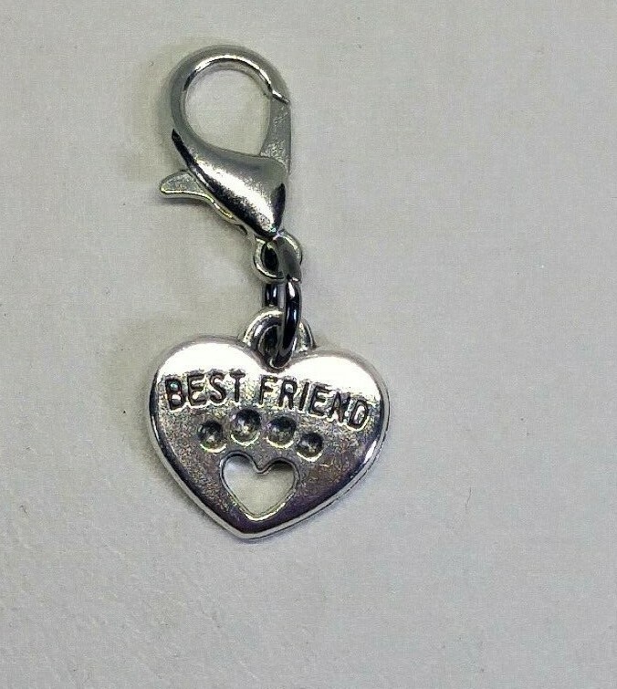Paw Print “Best Friends” Heart Zipper Pull/ Charm/ Keychain/Pendant; 5pc or 20pc