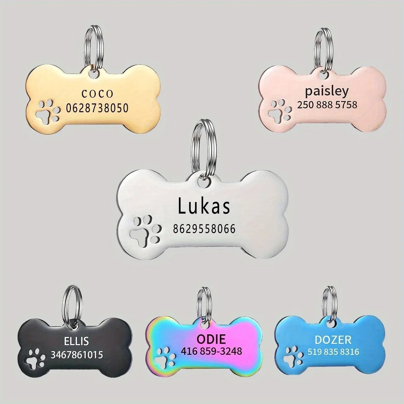 Personalized Engraved High Quality Dog Cat Tags with Name and Phone Number Bone