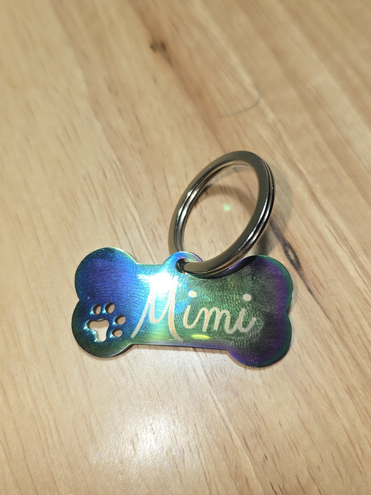 Personalized Engraved Dog Tag Name Address Black Gold Iridescent Rose Gold