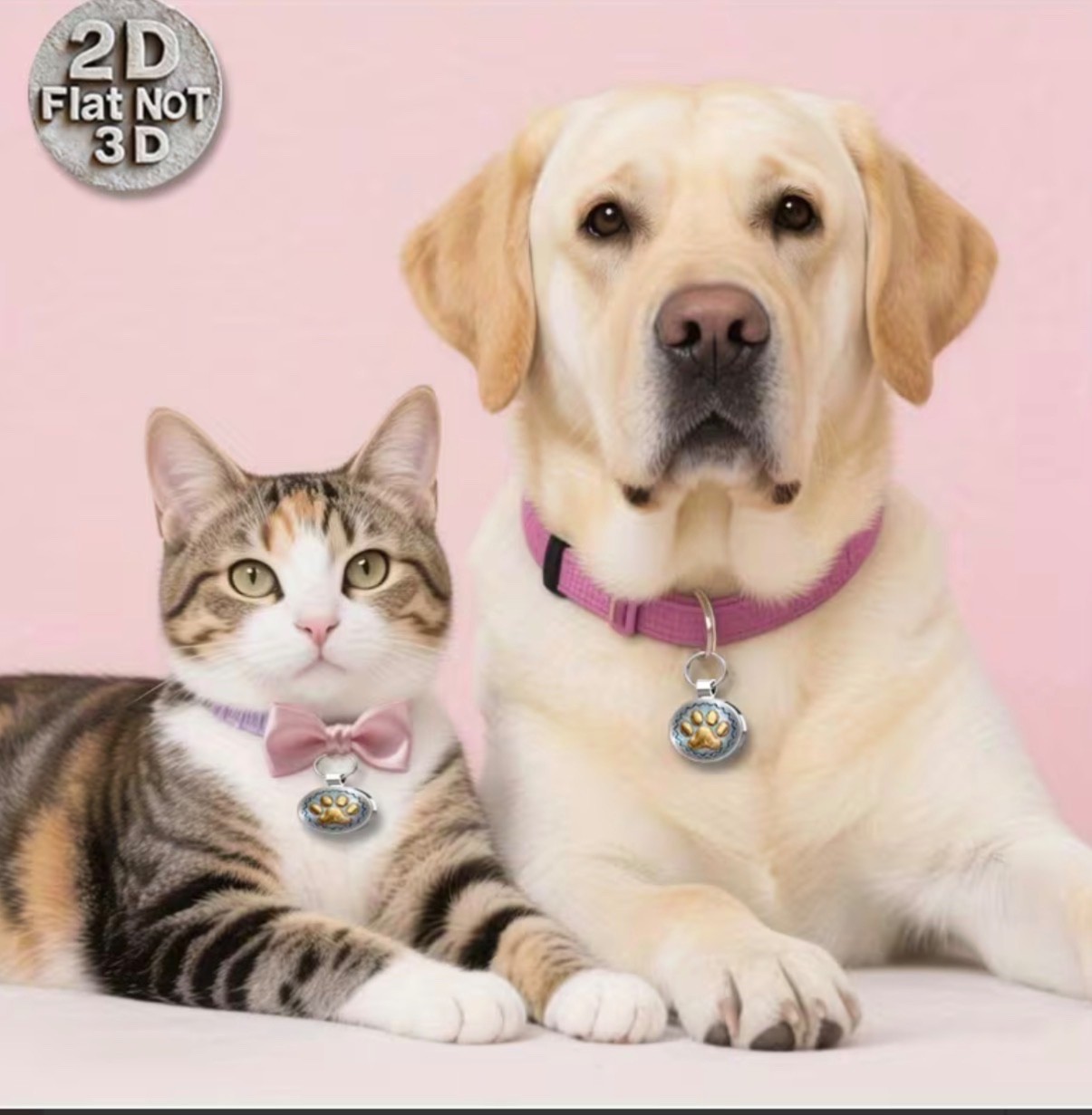 QR Code Pet Tag – Gold Paw on Pearl Shell, Scan to Contact Owner!