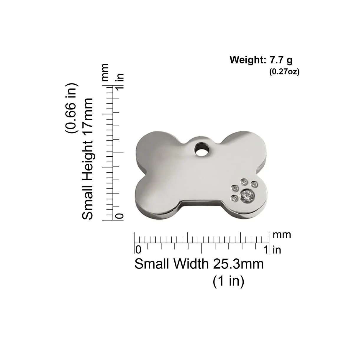 Red Dingo Pet Dog Cat ID Tag Diamante Cubic Zirconia Dog Bone