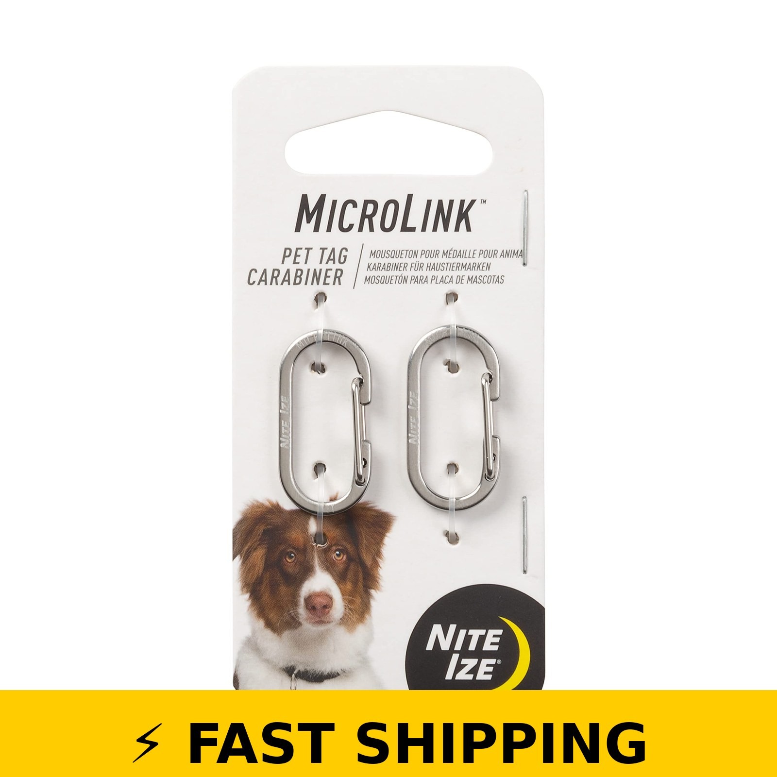 Nite Ize MicroLink Pet Tag Carabiner – Stainless Steel Clip 2 Count