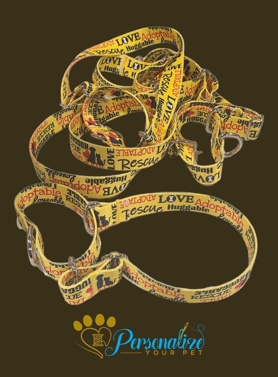 PERSONALIZED Embroidered Martingale Dog Collar Pet ID Tag – Name and Phone!