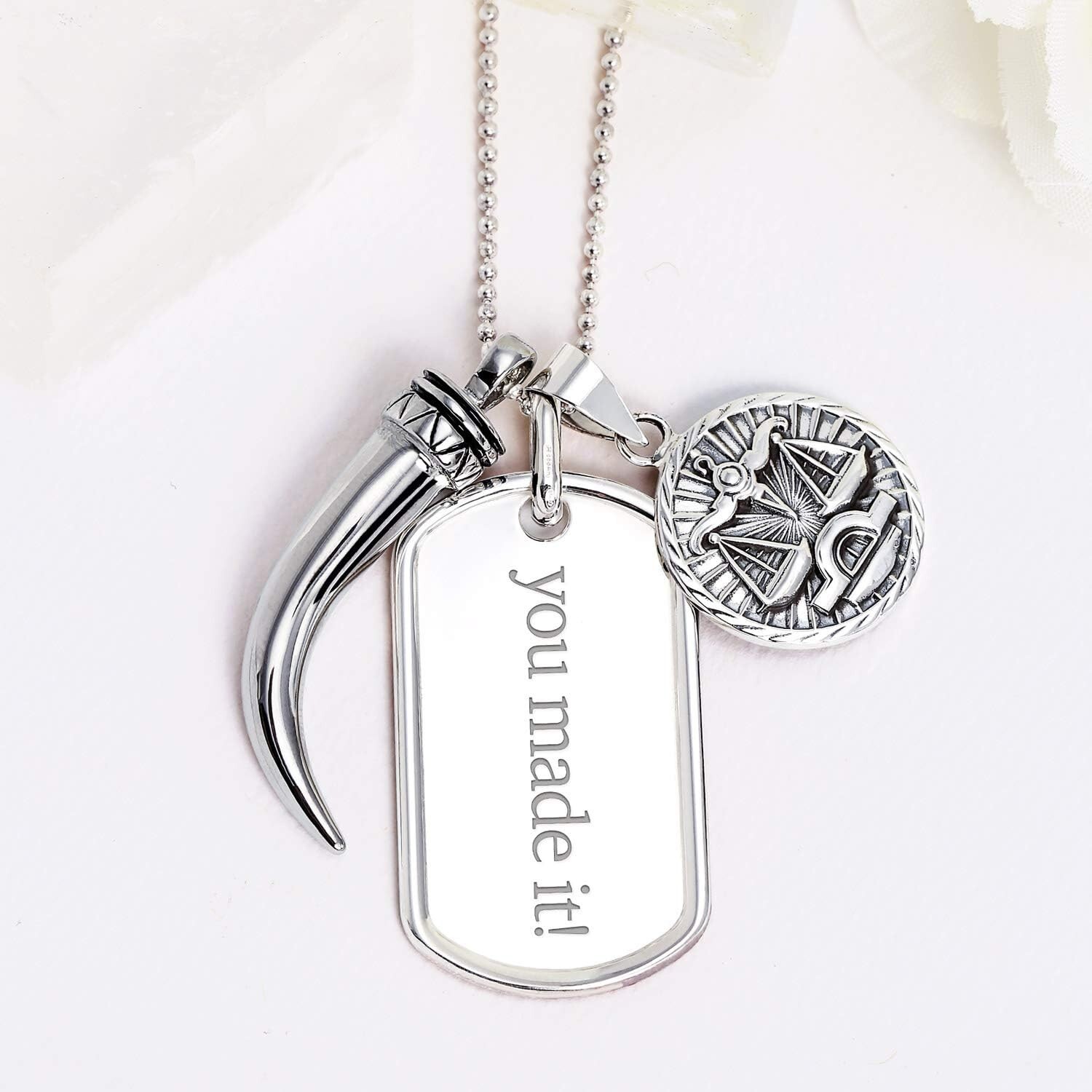 Personalized Dog Tag Pendant Necklace – Hypoallergenic Sterling Silver – 18 Inch