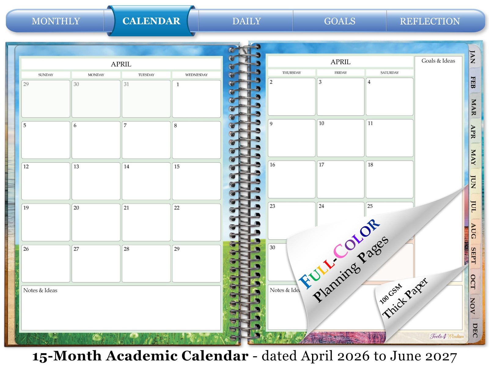 Planner 2026-2027 – Daily Weekly and Monthly Calendar with Stickers, Tabs, Po…