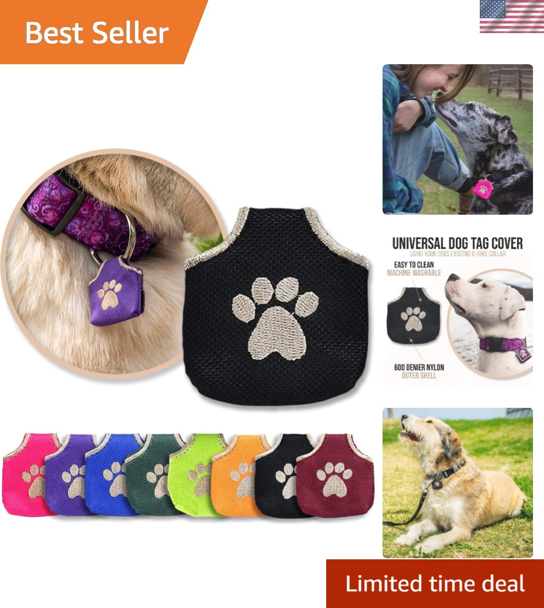 Dog Tag Silencer, Black Pawprint – Quiet Noisy Pet Tags – Fits Up to Four Pet…