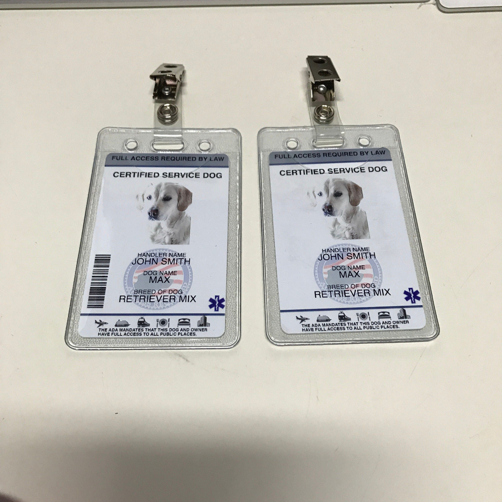 Customize Service Dog ID Card Badge ESA ADA EMOTIONAL SUPPORT THERAPY Portrait