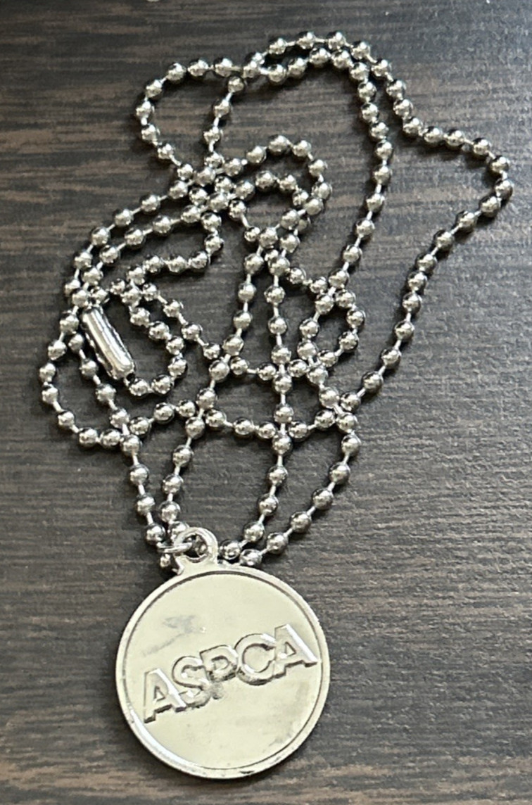 ASPCA Paw Print Rescued Dog Cat Pet Tag Medal Charm Pendant Necklace 23”