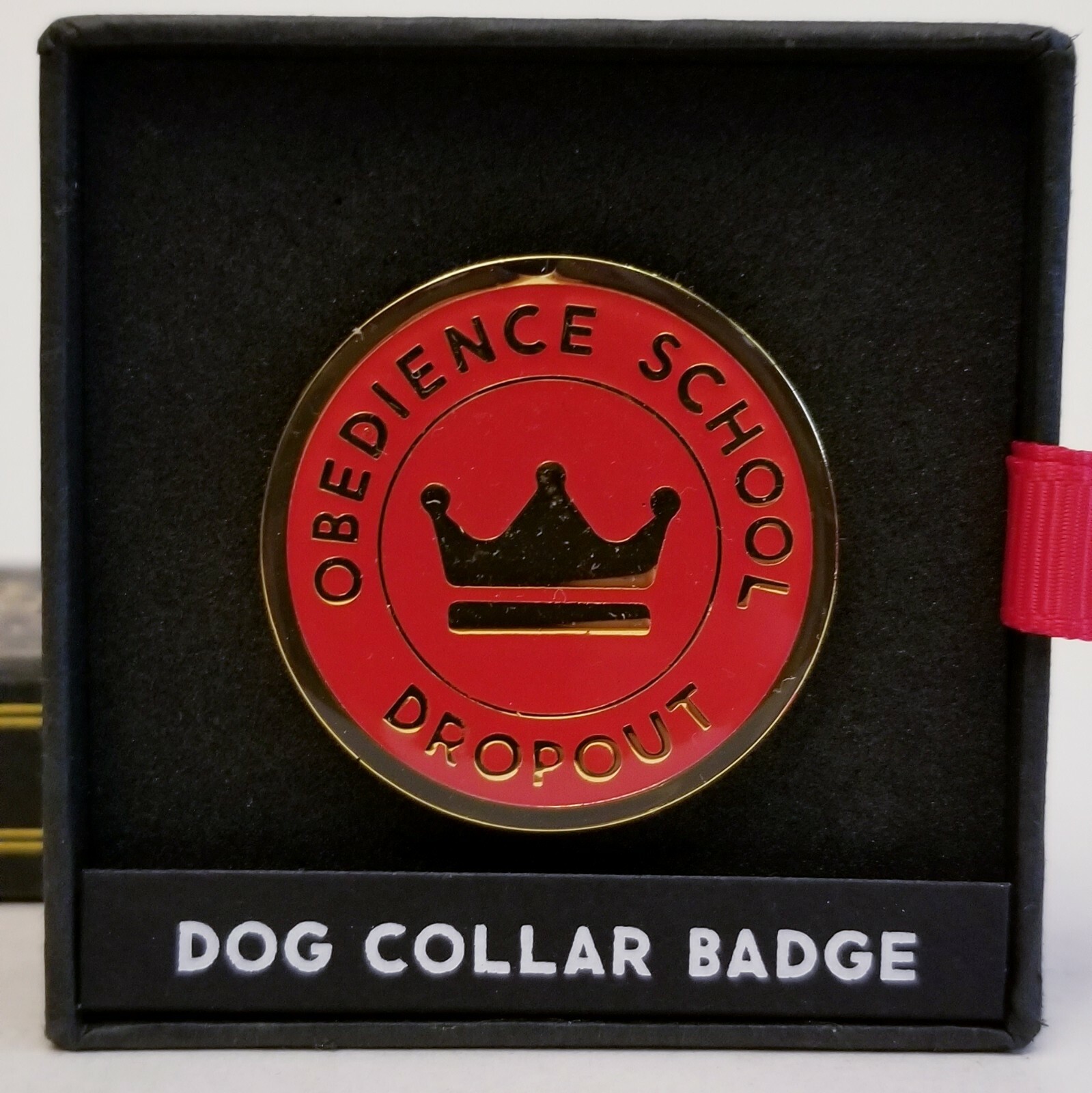 “Obedience School Dropout” Metal Dog Collar Badge Clip Charm