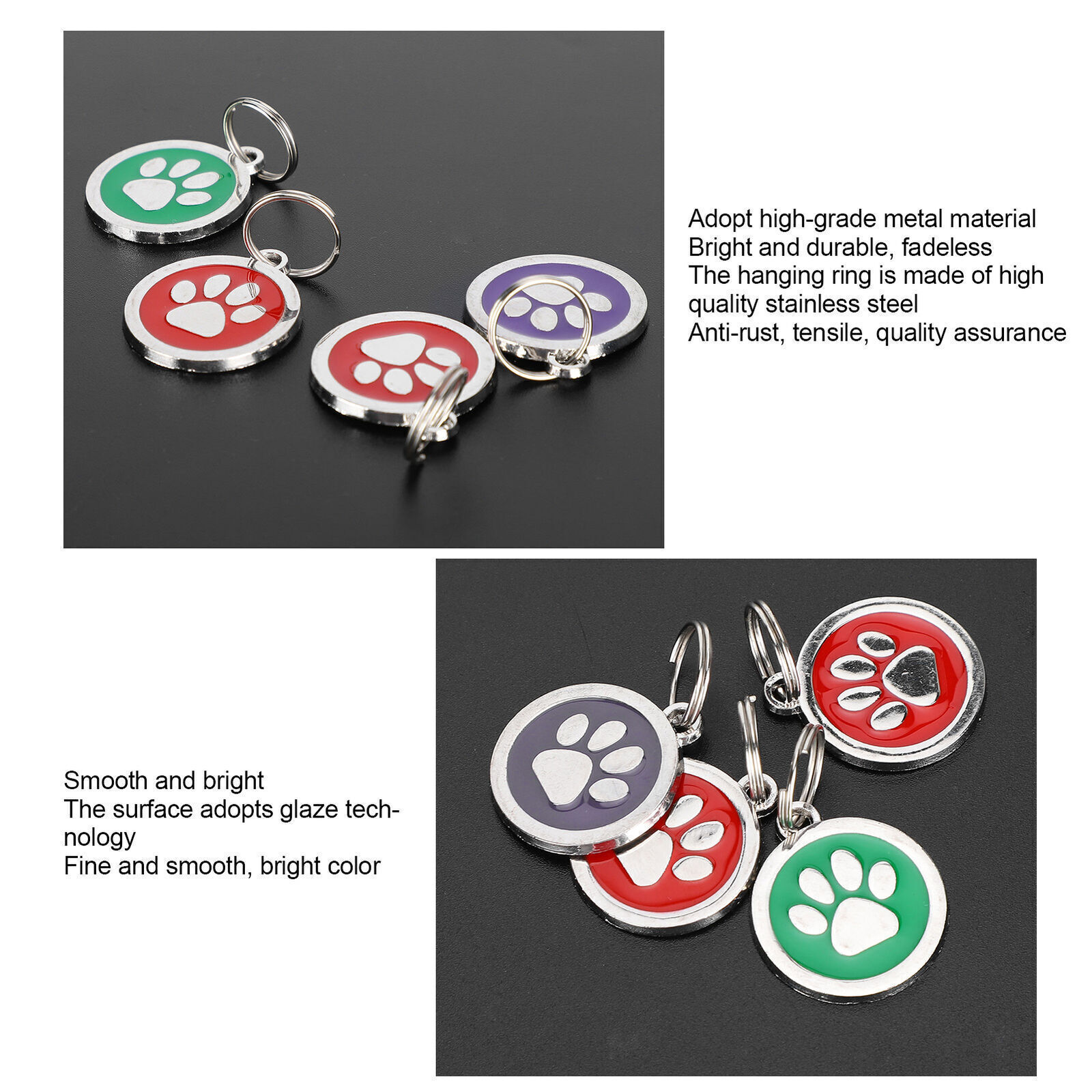 10pcs Pet Footprint Identity Neck Hanging Tag Metal Compact Cute Label for Cats