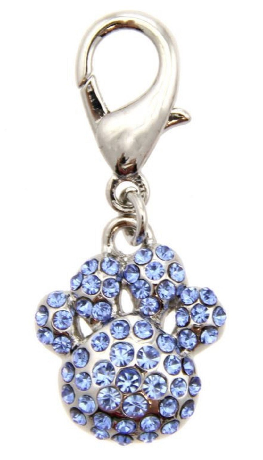 Paw w Pave Crystals Pet Collar Charm or Purse Charm – Choose from 3 Colors