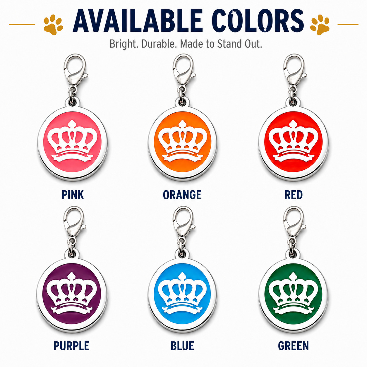 Personalized Enamel Dog Cat ID Tag Multiple Designs Custom Engraved Pet Tags