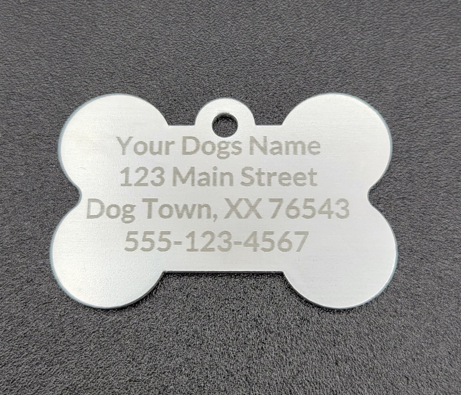 Custom Engraved Tag Bone Print Pet Tag Dog ID Name Animal Personalized- USA
