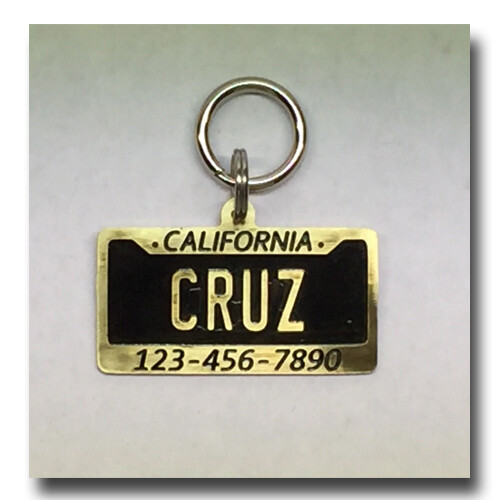 License Plate Pet ID Dog Name Tag Free Engraving Brass Copper Nickel Silver