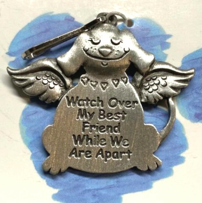 Dog Guardian Angel Collar Charm With Prayer Solid Pewter Made in USA by DT NEW