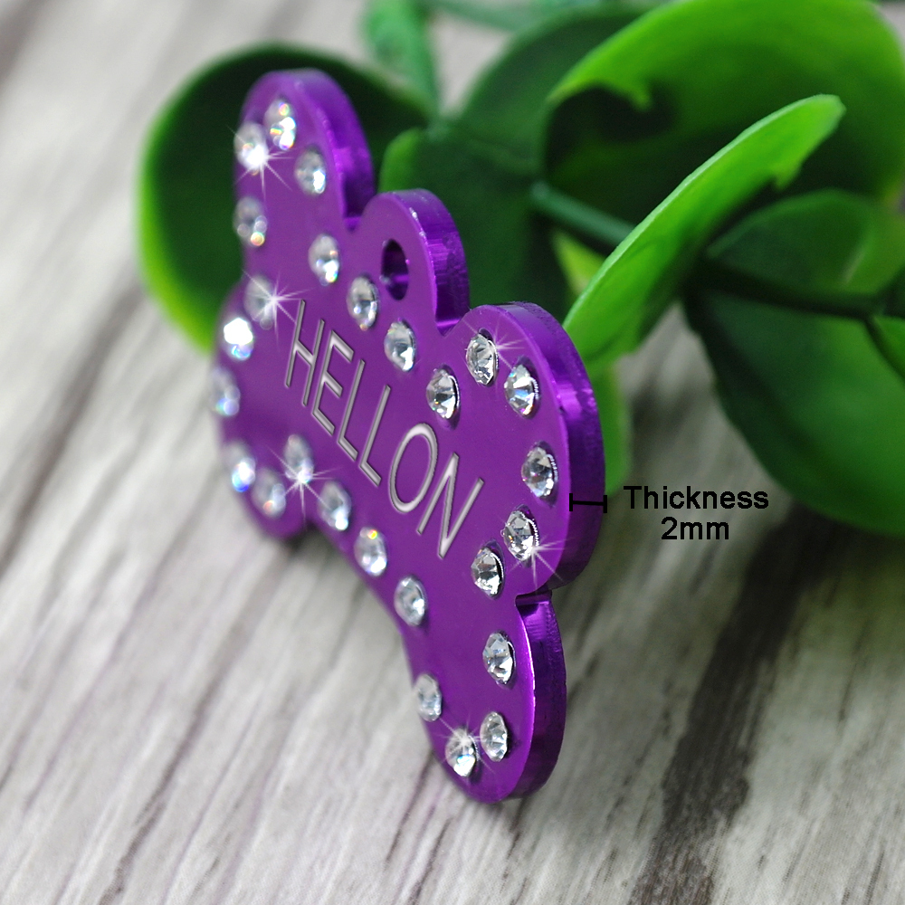 Personalized Glitter Dog Tags Disc Engraved Cat Puppy Pet ID Name Collar Tag