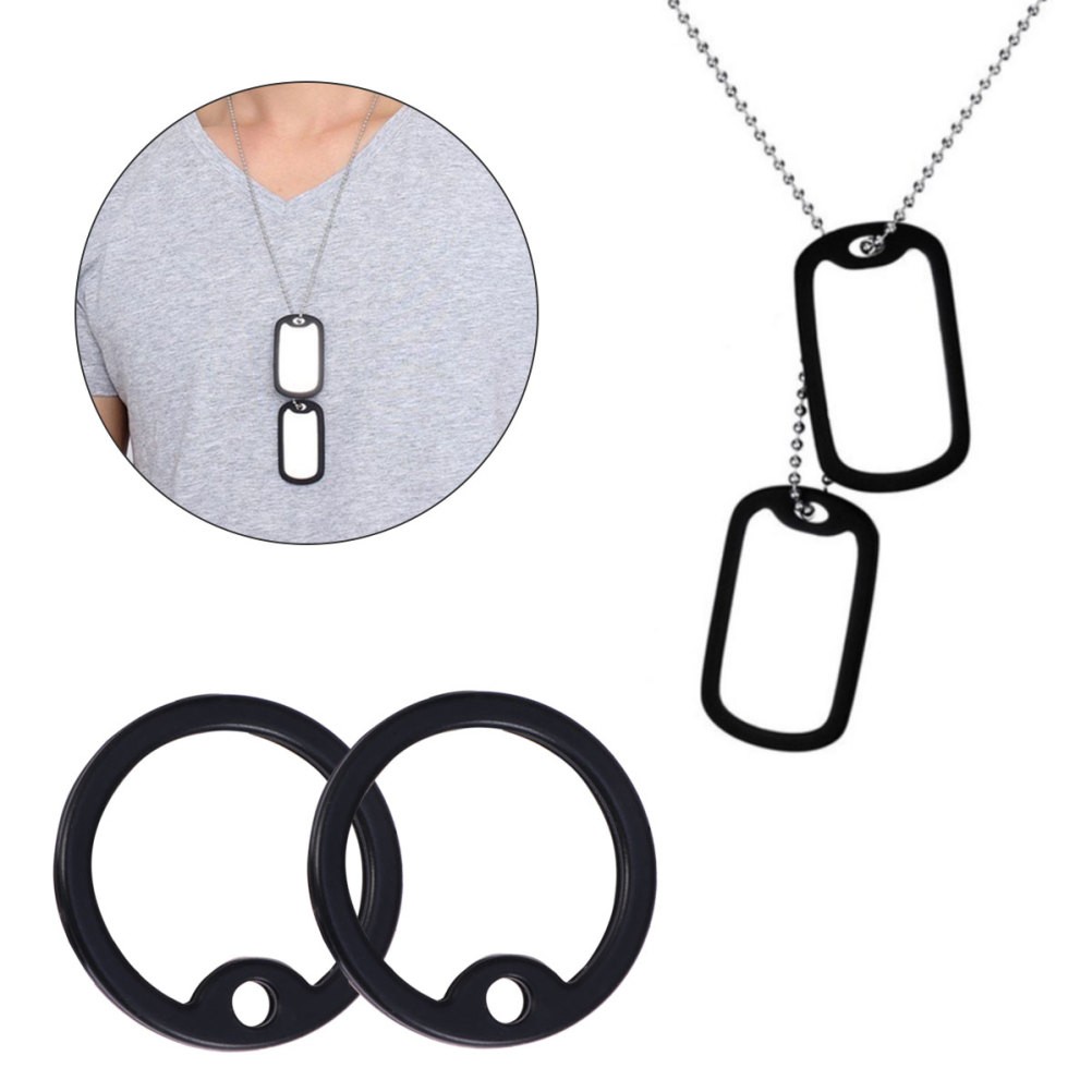 2Pcs Durable Rubber Dog Tag Silencers Black Silicone Fit for Military Dog Tags