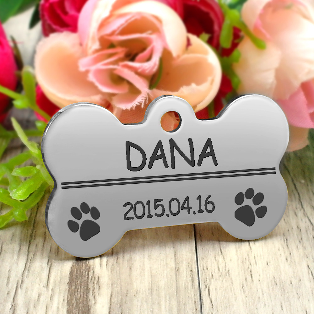 Bone Shape Dog Tags Personalized Engraved Pet Puppy ID Name Tag with 4 Colors