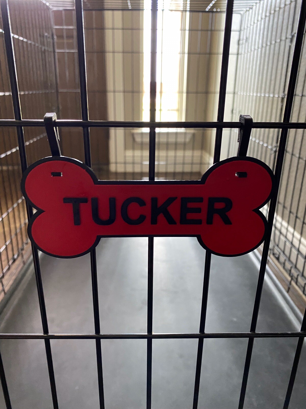 Six 3D Printed Personalized Kennel Tag Nameplates with Your Pets Name(s).