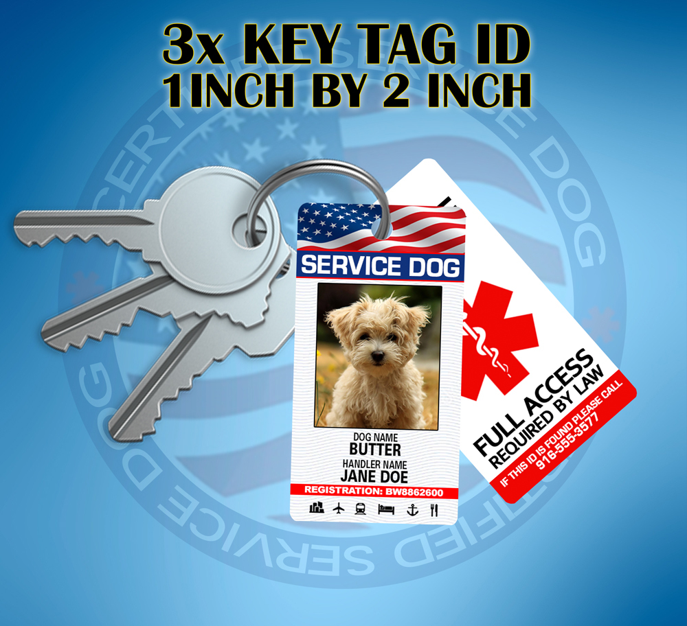 SERVICE DOG ID CARD KEY CHAIN TAG – Customized WITH YOUR INFO – ESA